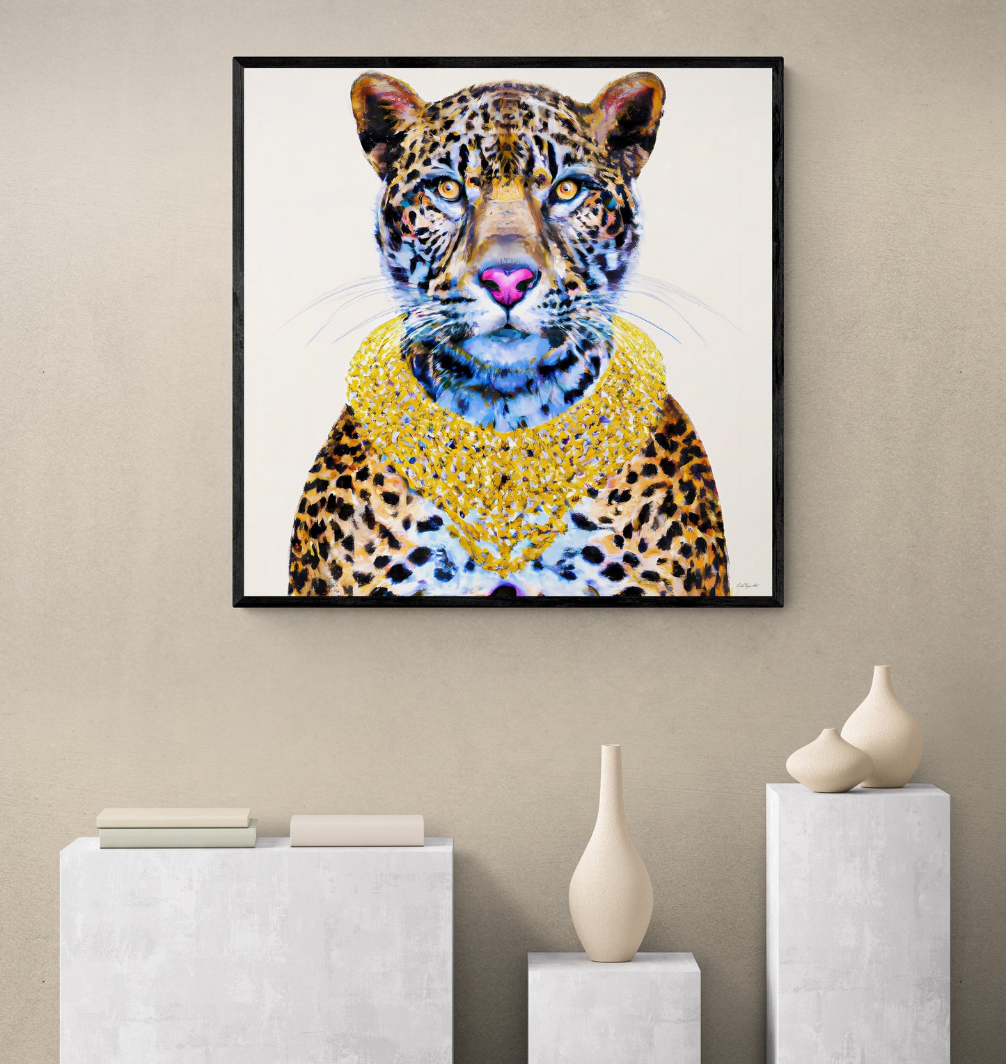 madame nala in gold leopard canvas framed wall art, wall art animals, wall art dcor, exotic animal art, big cat wall art, leopard decor