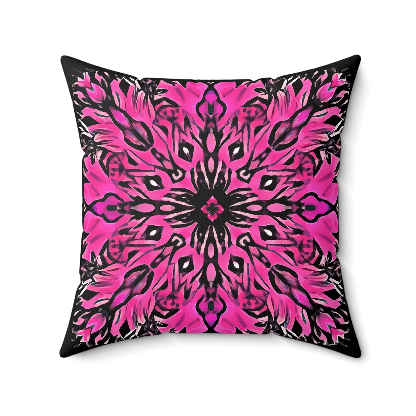 pink and black boho square pillow, decorative pillow, living room pillow, bedroom pillow, throw pillow, decorative pillows, accent pillow