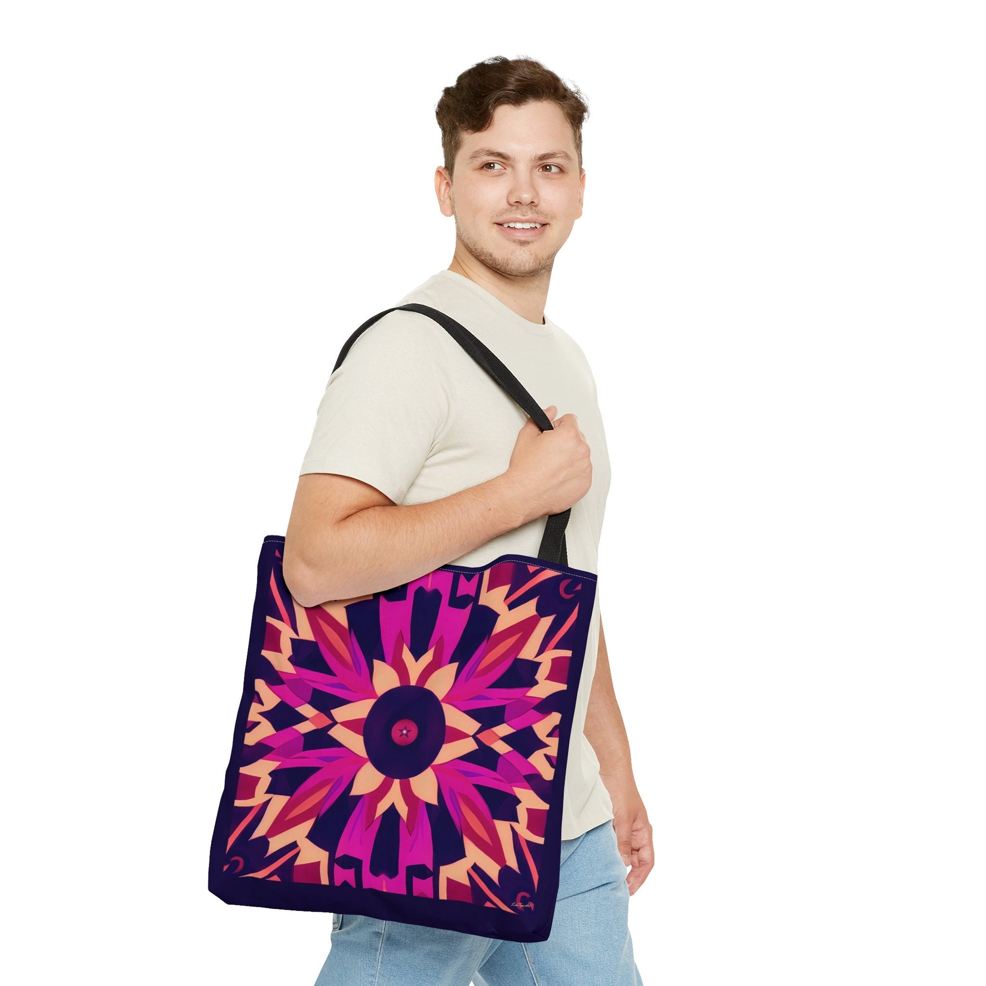 fuschia tribal abstract tote bag, gifts for women, canvas shopper, oversized canvas bag, reusable bag, shopping bag, tote bag for women - LOLA VEGAS ART