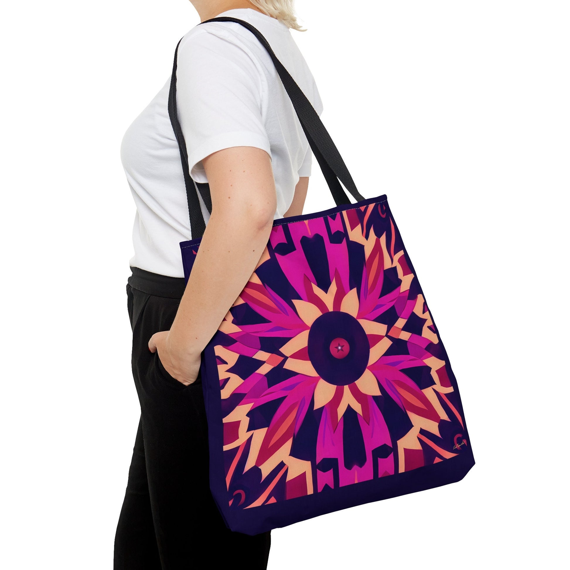 fuschia tribal abstract tote bag, gifts for women, canvas shopper, oversized canvas bag, reusable bag, shopping bag, tote bag for women - LOLA VEGAS ART