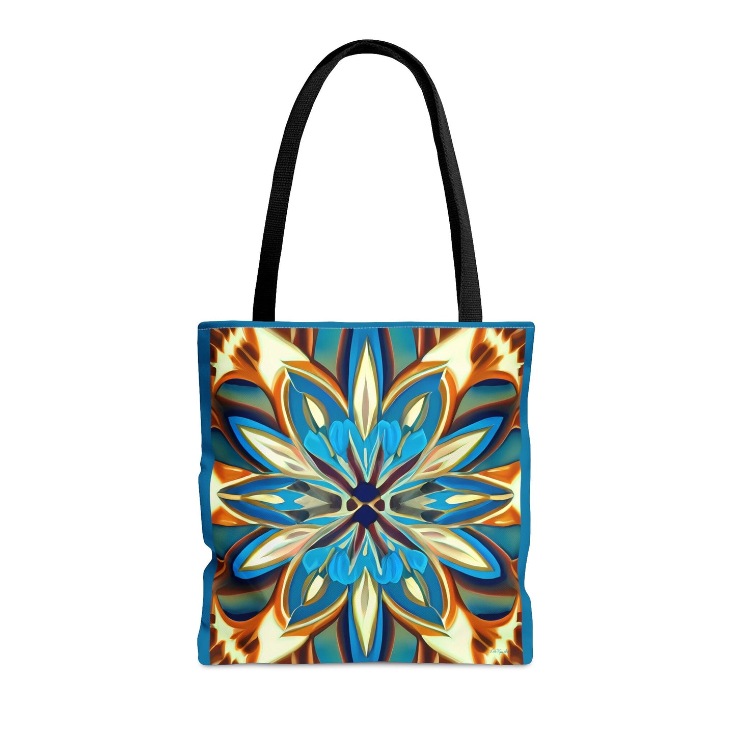 blue,creme and carmel flower canvas tote bag, gifts for women, canvas shopper, oversized bag, reusable bag, shopping bag, tote bag for women