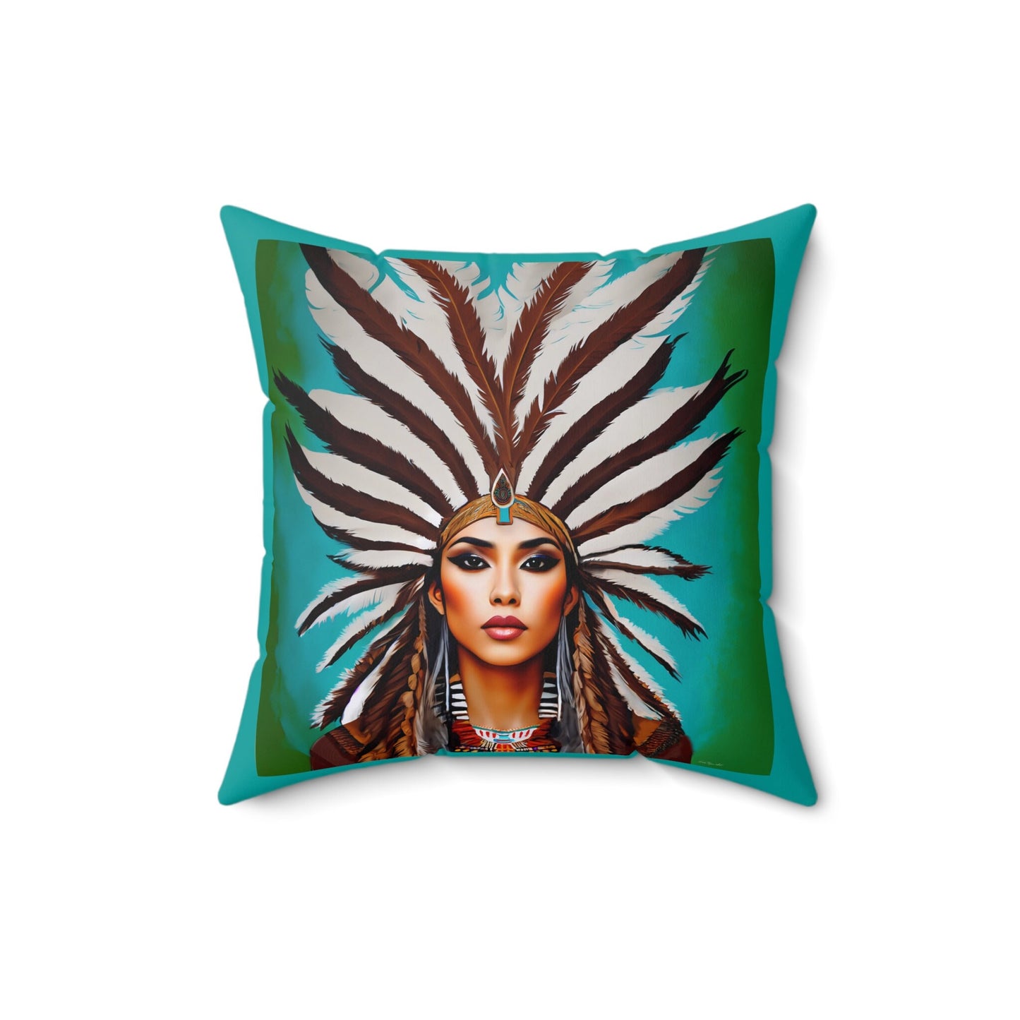 beautiful native american woman square pillow, decorative pillow, living room pillow, bedroom pillow, decorative pillows, accent pillow