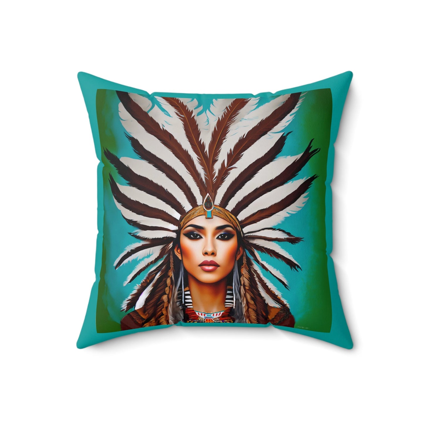 beautiful native american woman square pillow, decorative pillow, living room pillow, bedroom pillow, decorative pillows, accent pillow