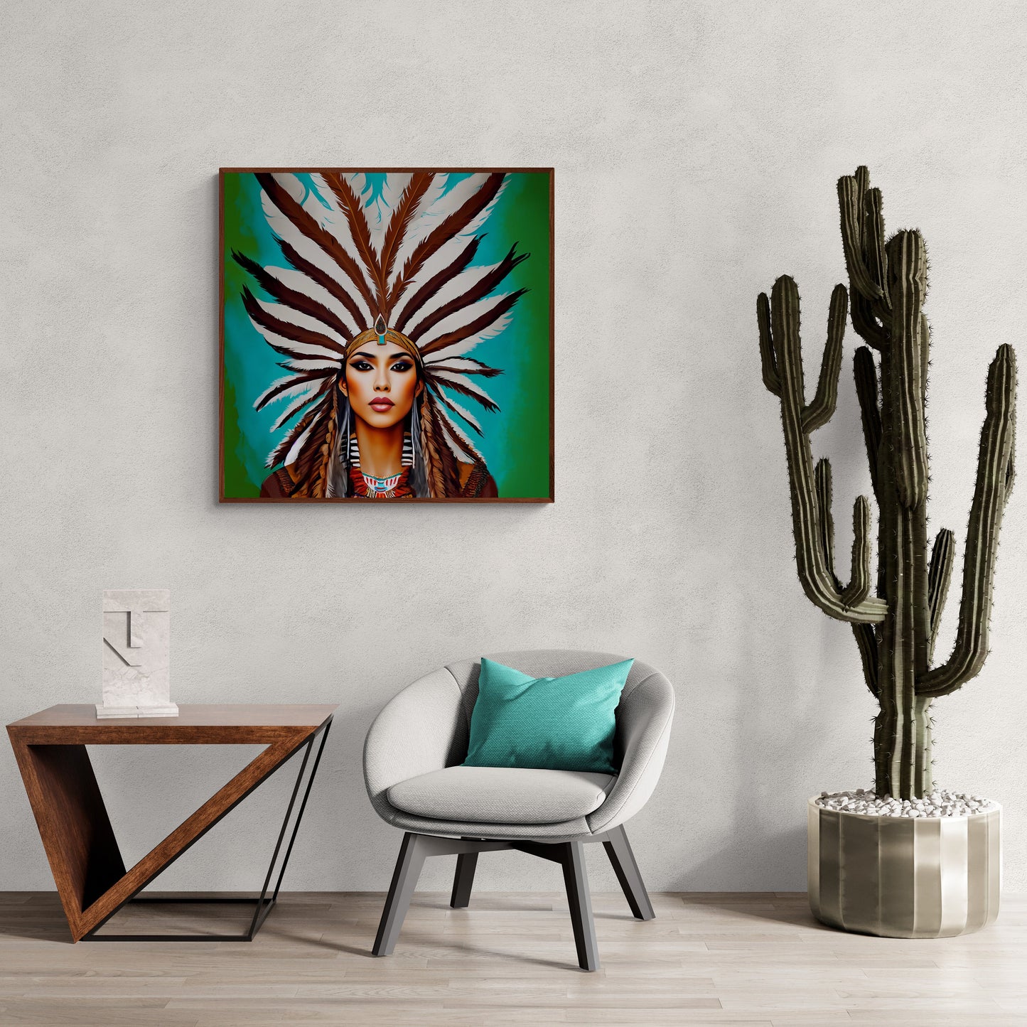 beautiful american indian woman framed canvas wall art, living room framed art, southwestern framed art, native american framed wall  art