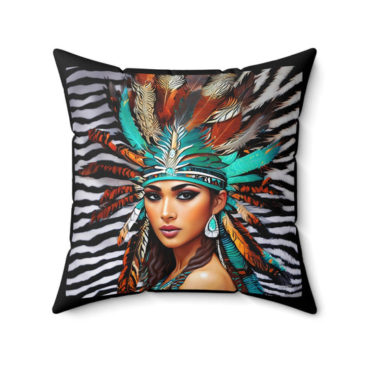 beautiful native american woman square pillow, decorative pillow, living room pillow, bedroom pillow,decorative pillows, accent pillow