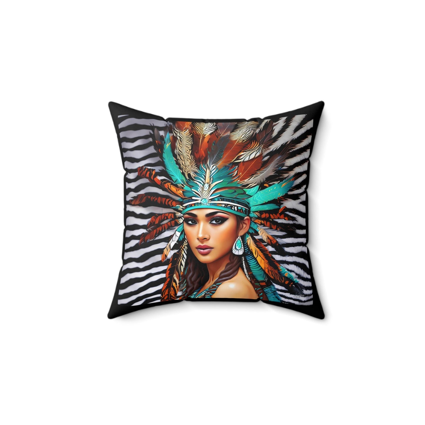 beautiful native american woman square pillow, decorative pillow, living room pillow, bedroom pillow,decorative pillows, accent pillow