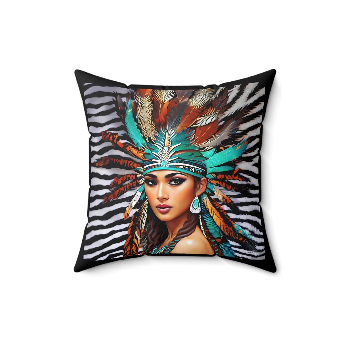 beautiful native american woman square pillow, decorative pillow, living room pillow, bedroom pillow,decorative pillows, accent pillow