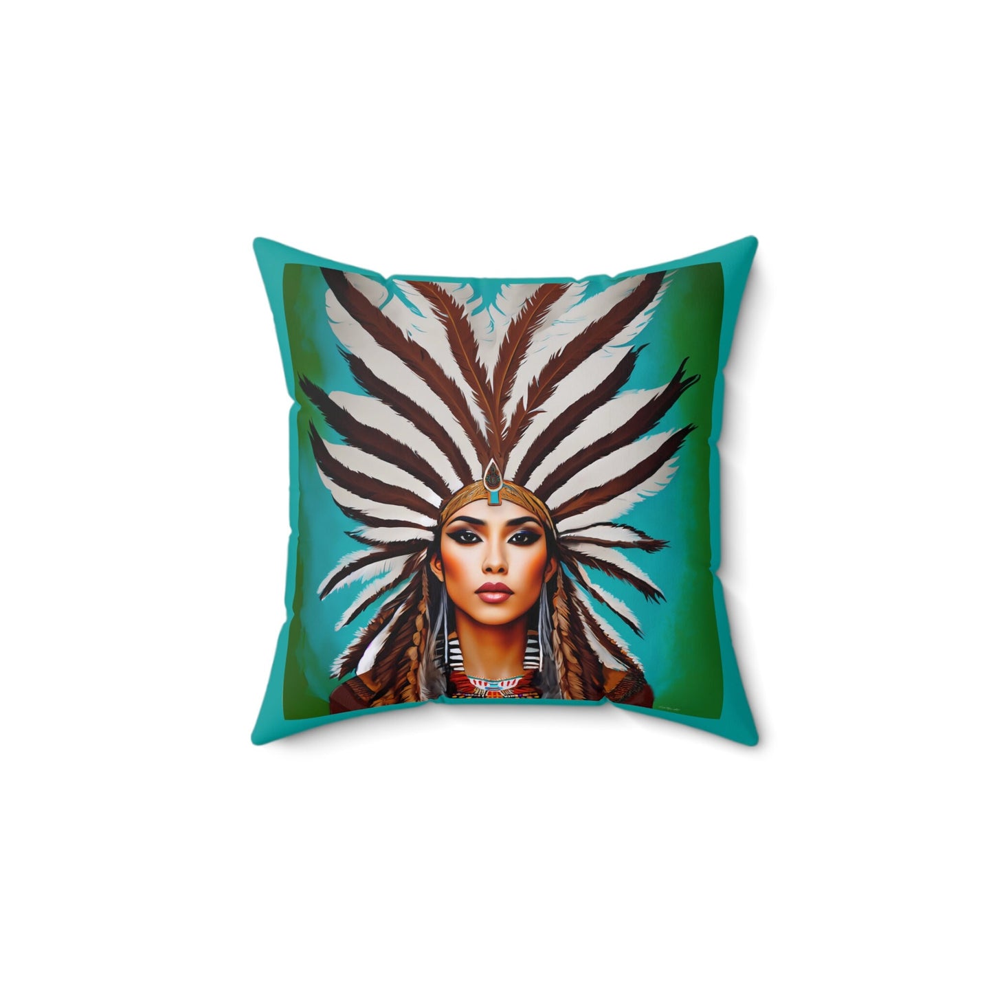 beautiful native american woman square pillow, decorative pillow, living room pillow, bedroom pillow, decorative pillows, accent pillow